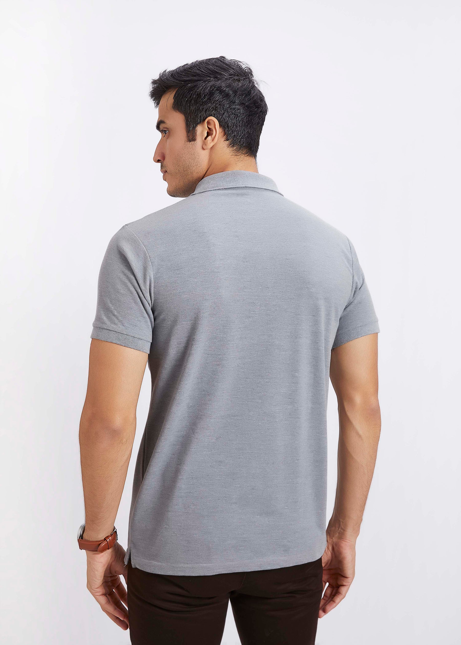 Men's Polo T-Shirt with Pocket - Grey