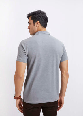 Men's Polo T-Shirt with Pocket - Grey