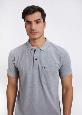 Men's Polo T-Shirt with Pocket - Grey