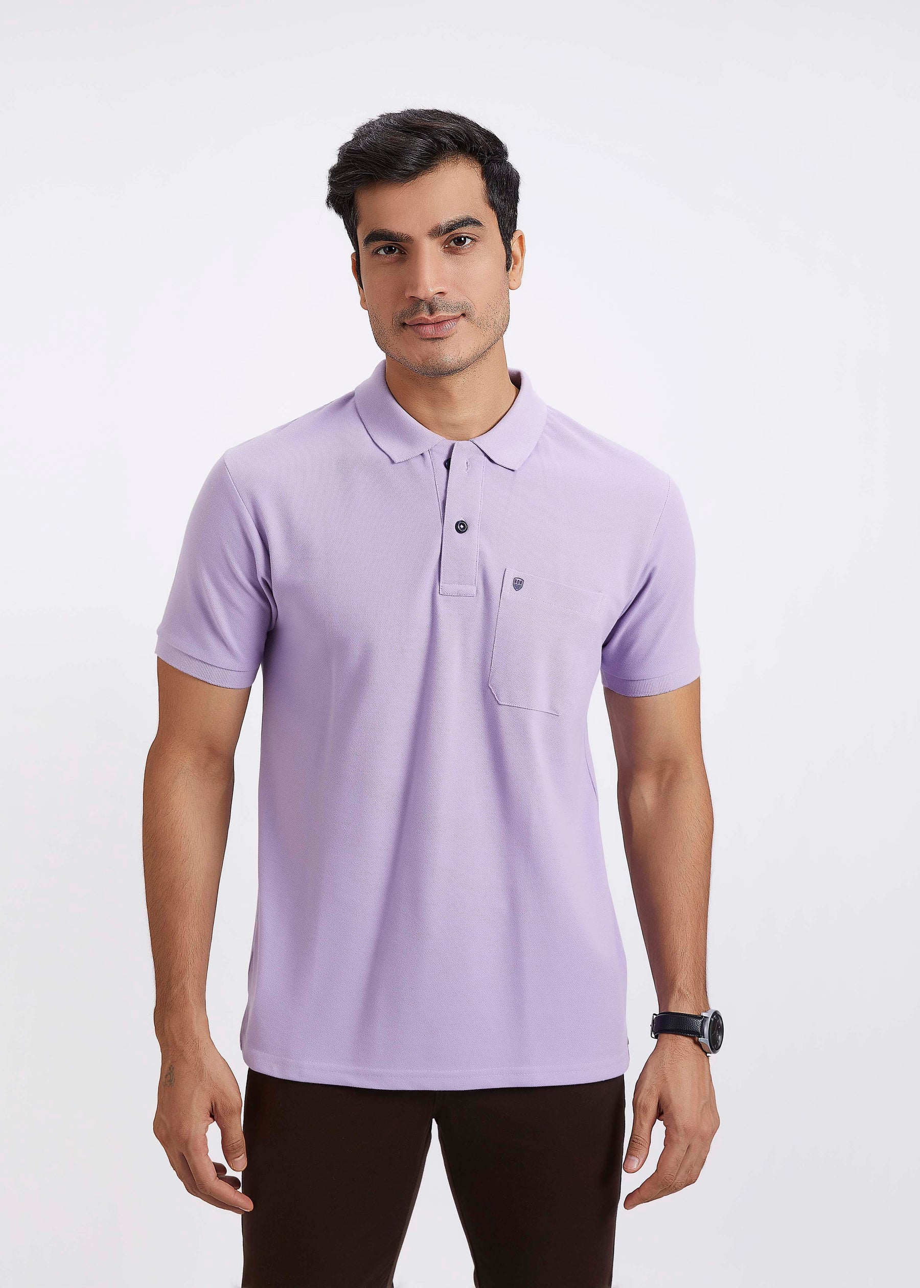 Men's Polo T-Shirt with Pocket - Lavender