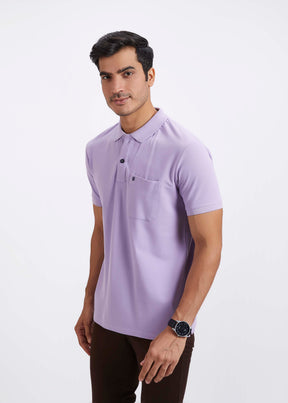 Men's Polo T-Shirt with Pocket - Lavender