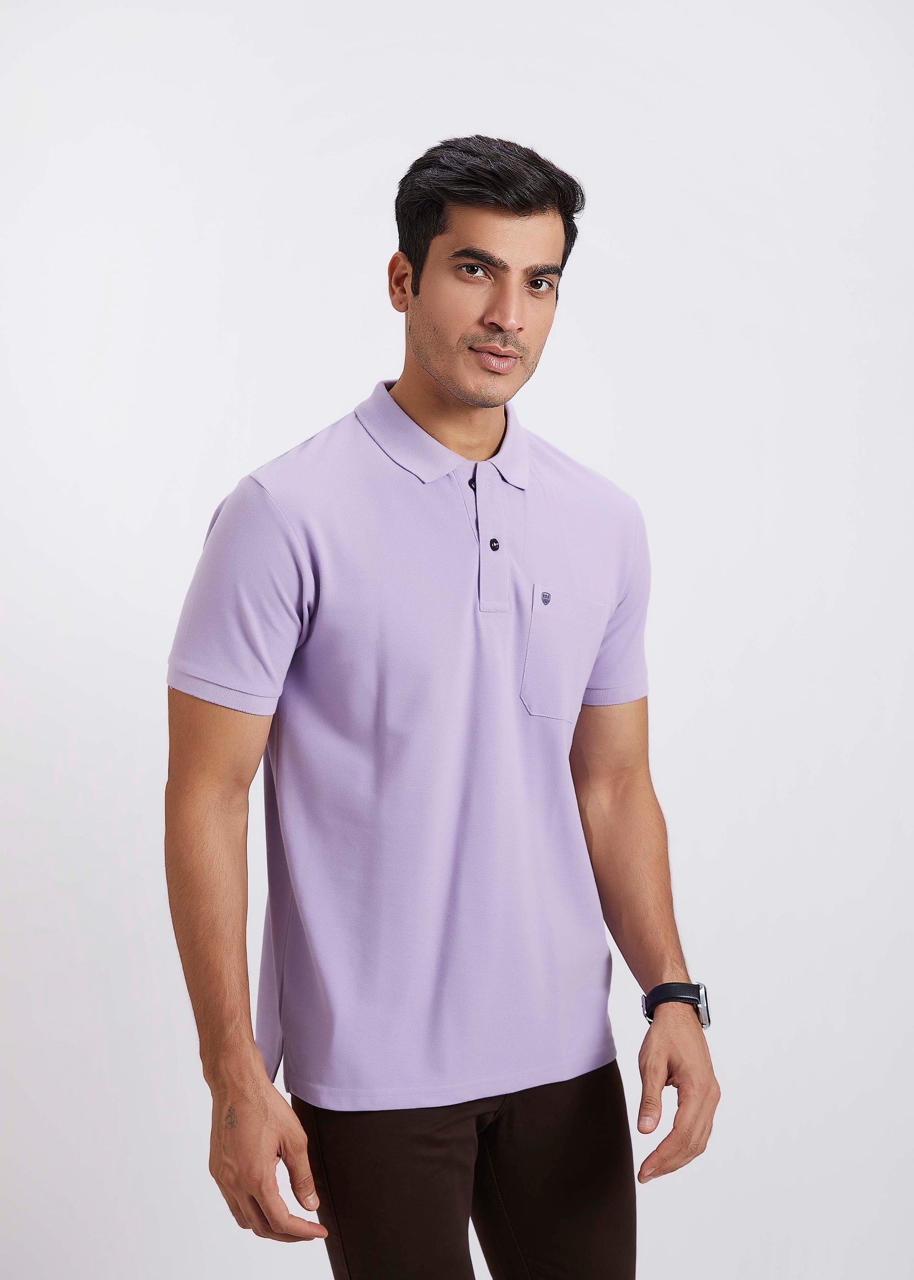 Men's Polo T-Shirt with Pocket - Lavender