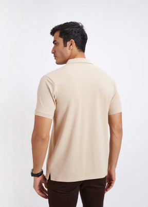 Men's Polo T-Shirt with Pocket - Beige