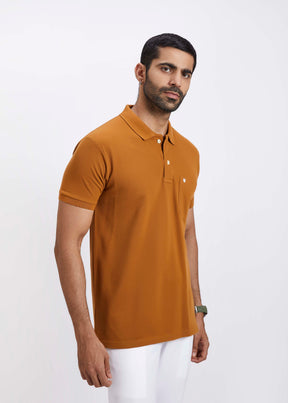 Men's Polo T-Shirt with Pocket - Coffee