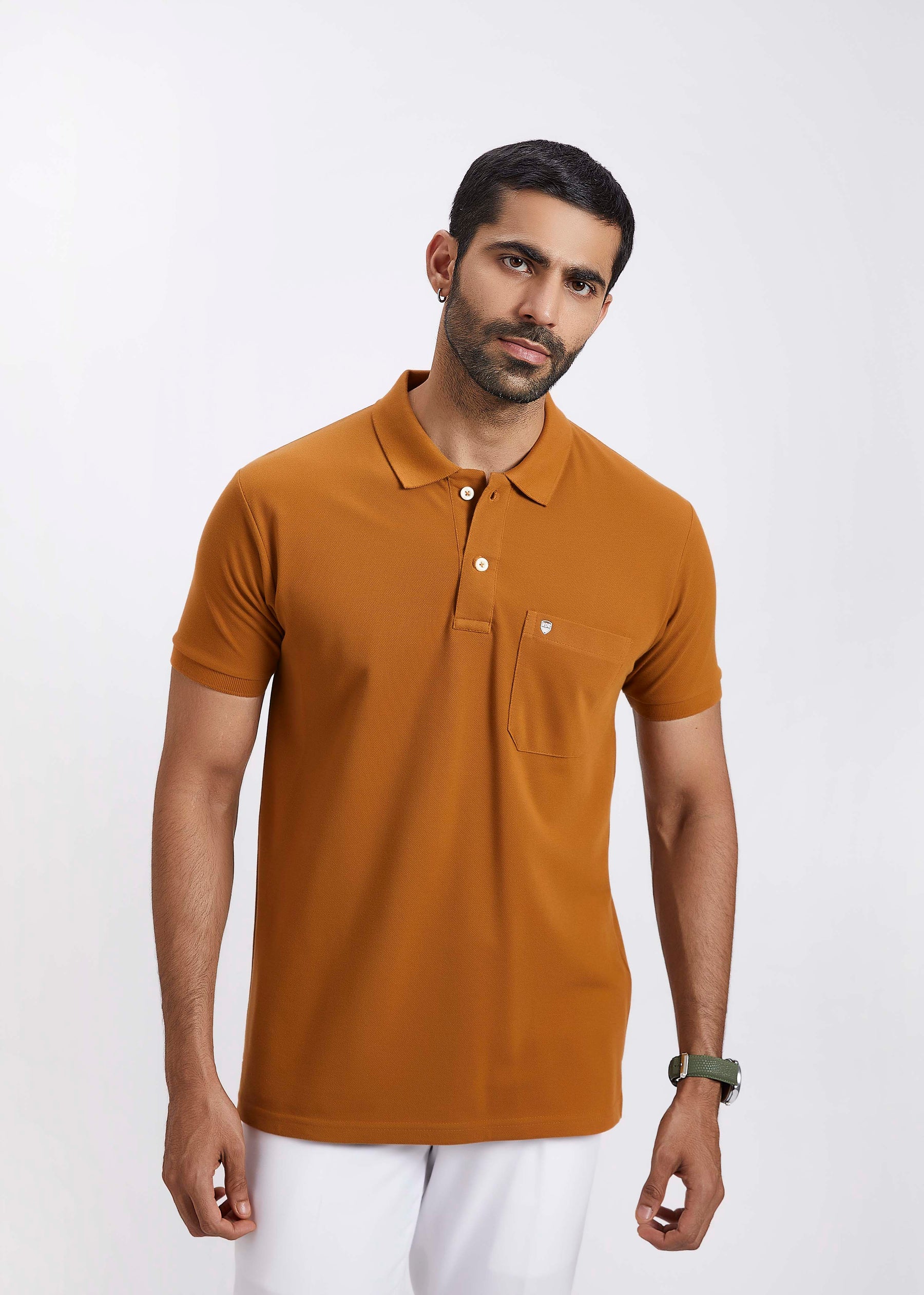 Men's Polo T-Shirt with Pocket - Coffee