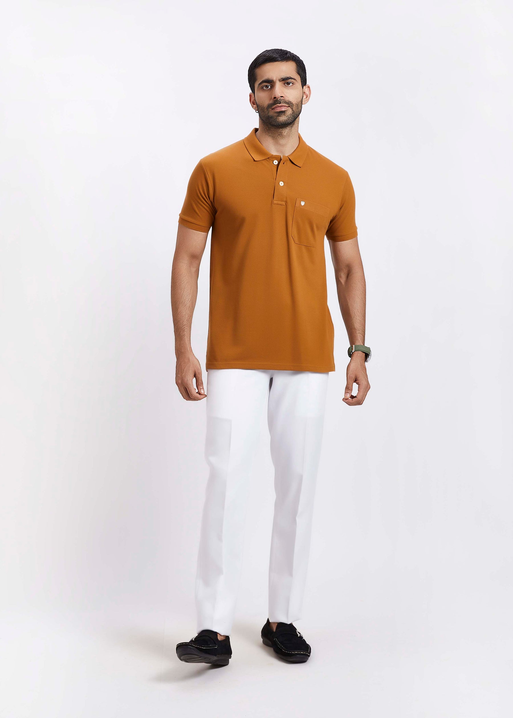 Men's Polo T-Shirt with Pocket - Coffee