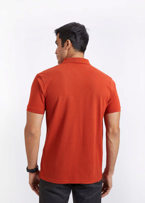 Men's Polo T-Shirt with Pocket - Rust