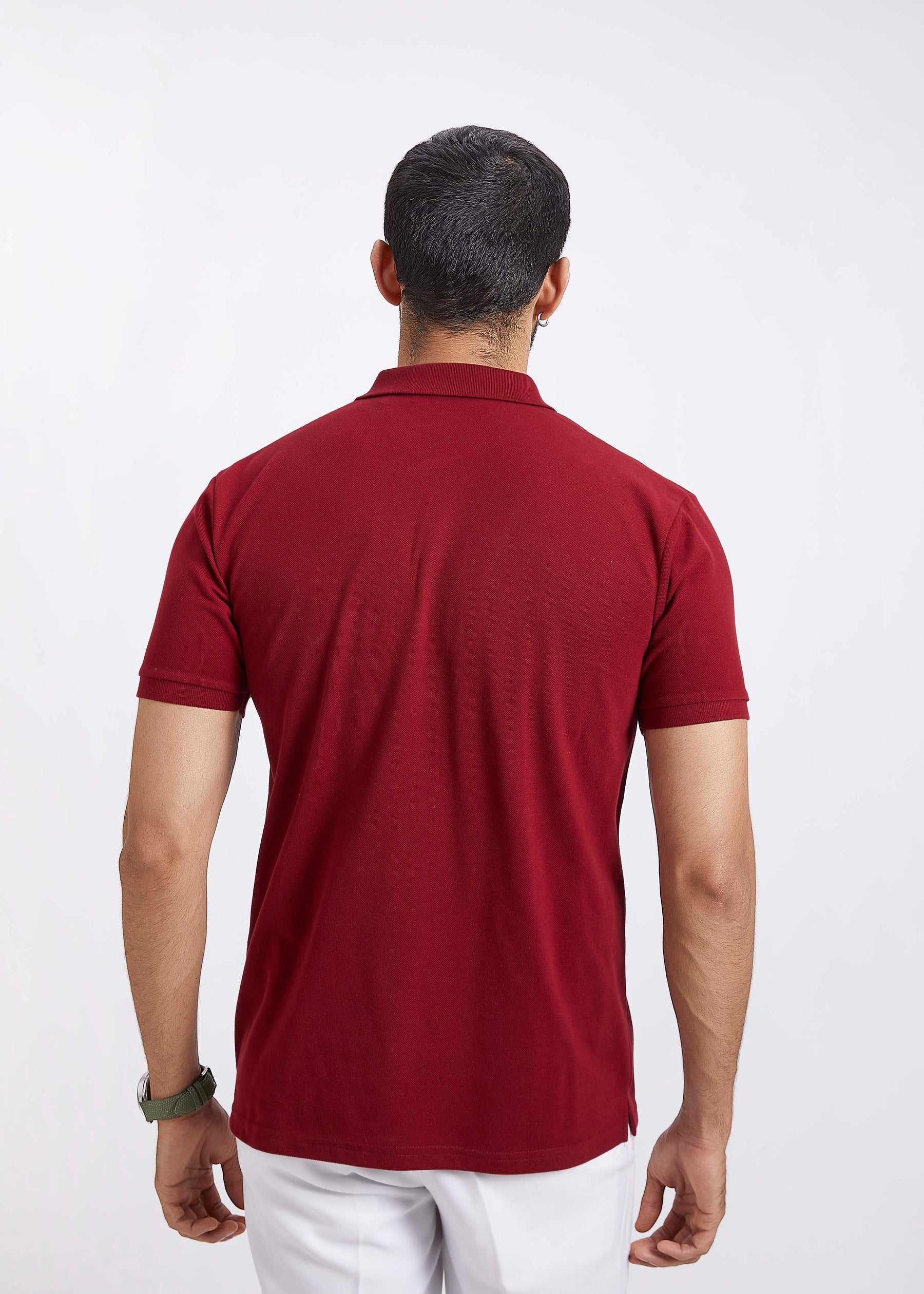 Men's Polo T-Shirt with Pocket  - Wine