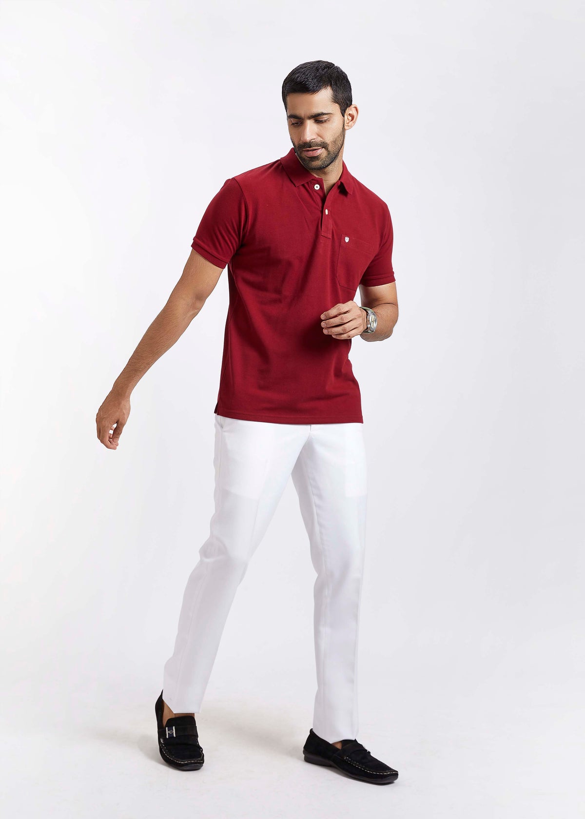 Men's Polo T-Shirt with Pocket  - Wine