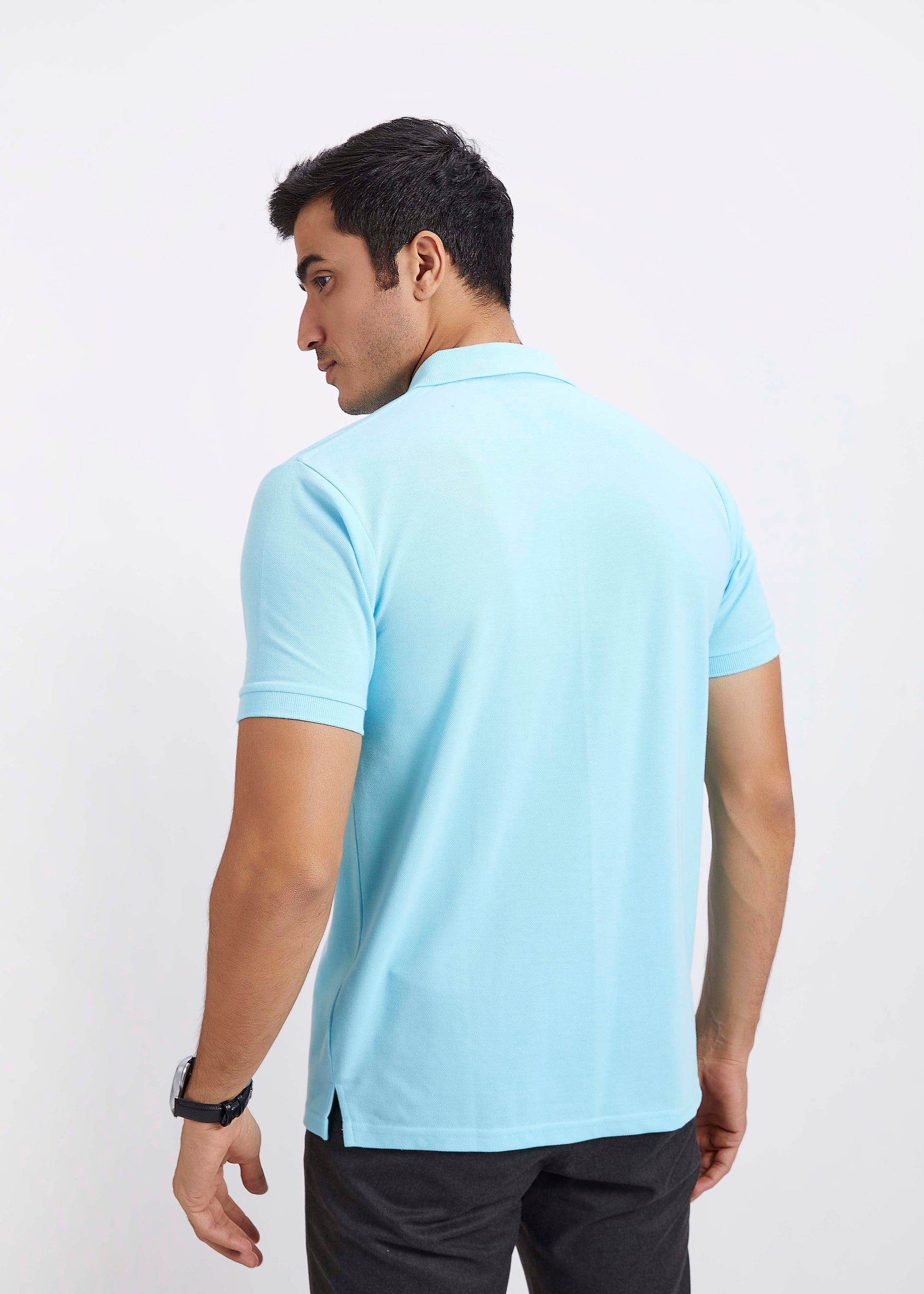 Men's Polo T-Shirt with Pocket -Aqua