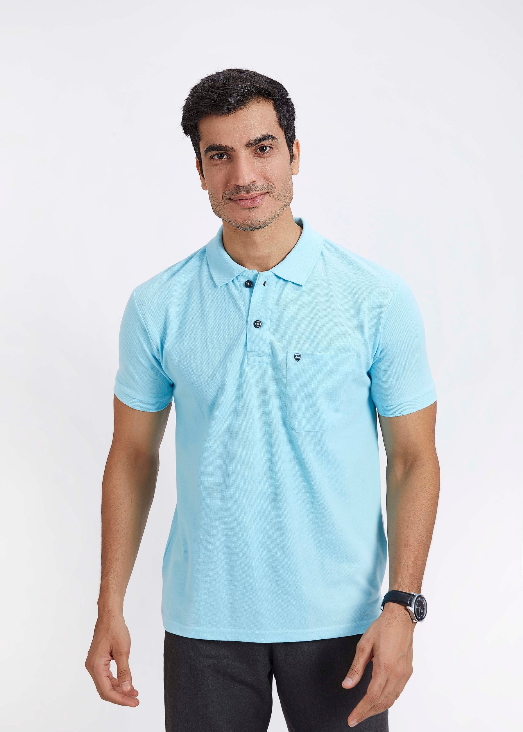 Men's Polo T-Shirt with Pocket -Aqua