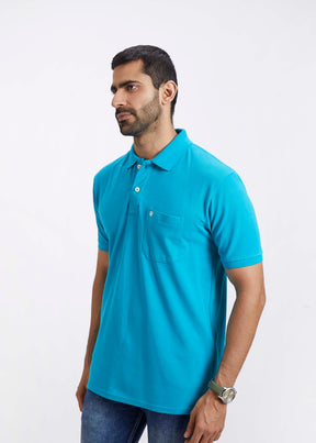 Men's Polo T-Shirt with Pocket- Sea Green