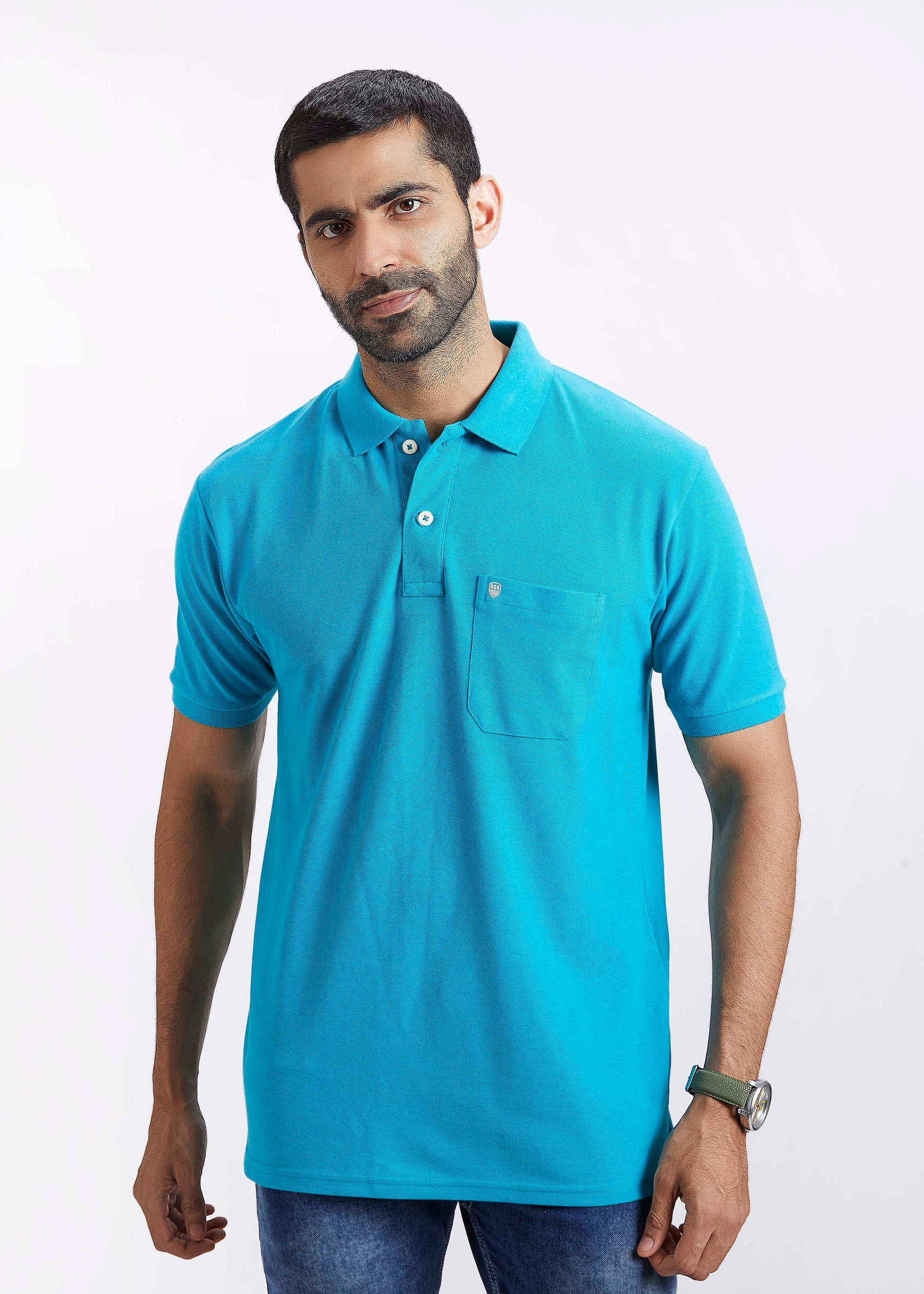 Men's Polo T-Shirt with Pocket- Sea Green