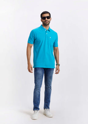 Men's Polo T-Shirt with Pocket- Sea Green