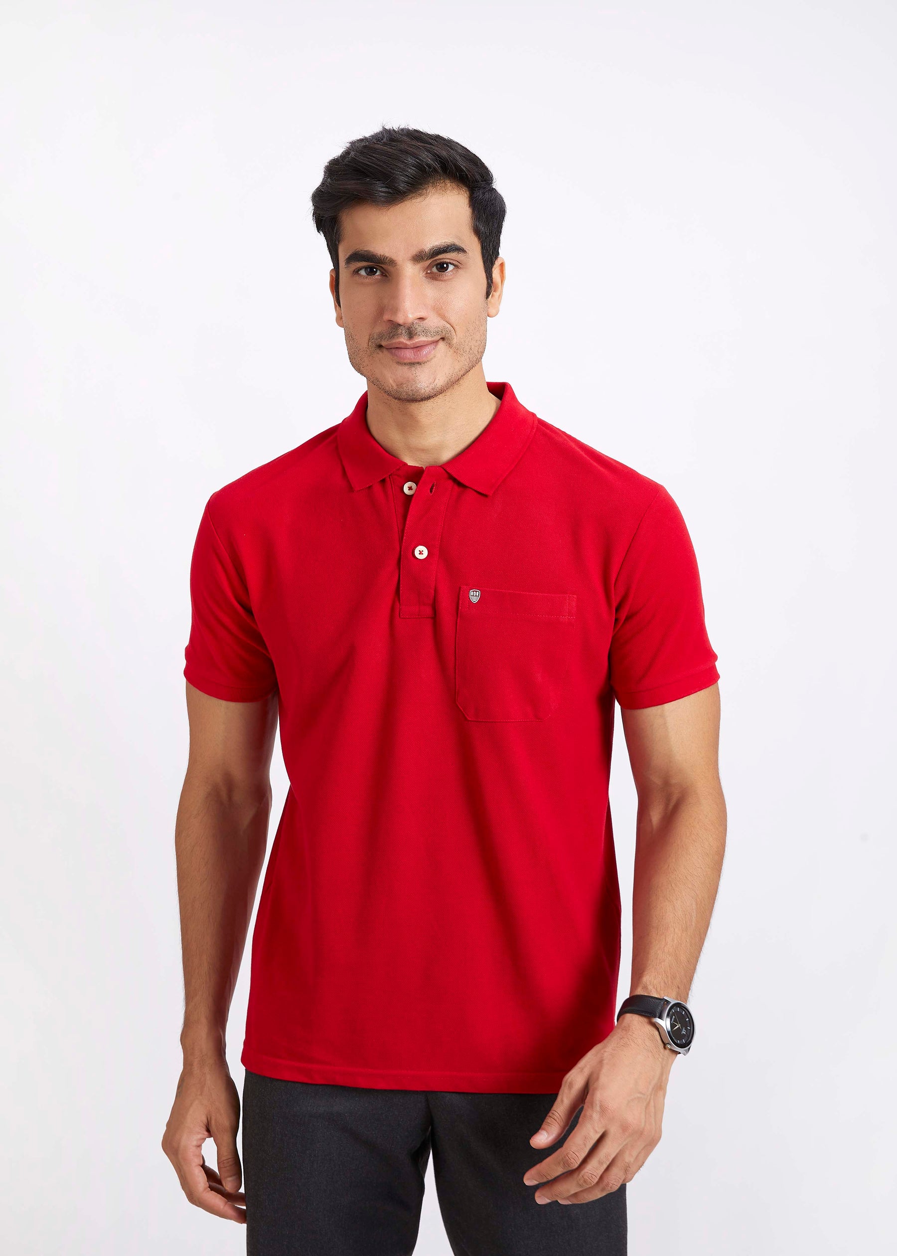 Men's Polo T-Shirt with Pocket - Blood Red