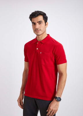 Men's Polo T-Shirt with Pocket - Blood Red