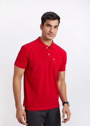 Men's Polo T-Shirt with Pocket - Blood Red