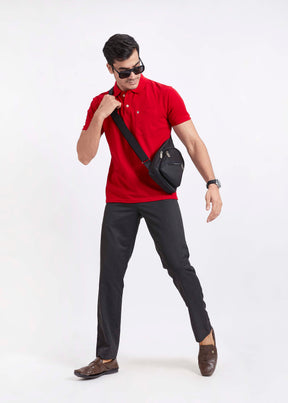 Men's Polo T-Shirt with Pocket - Blood Red