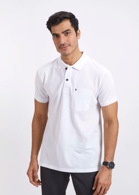 Men's Polo T-Shirt with Pocket - White