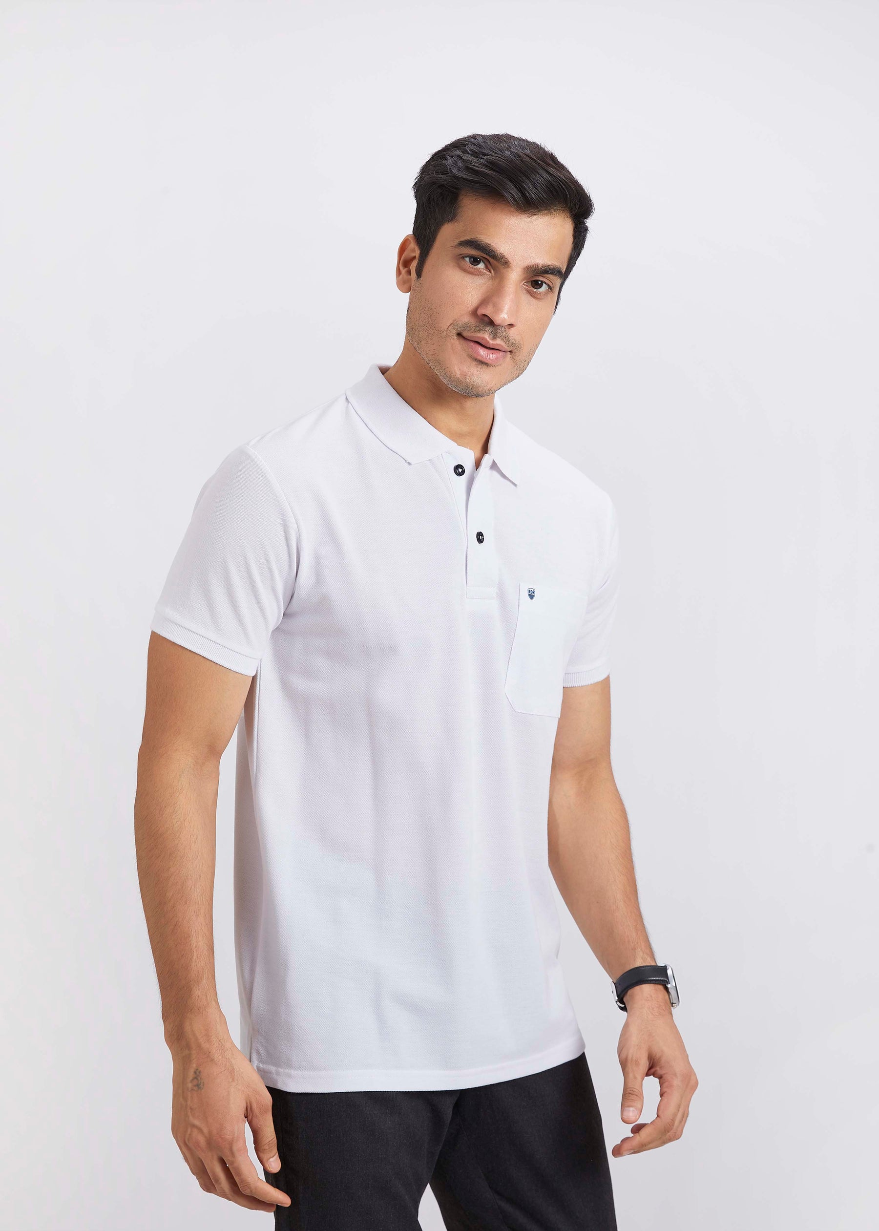 Men's Polo T-Shirt with Pocket - White