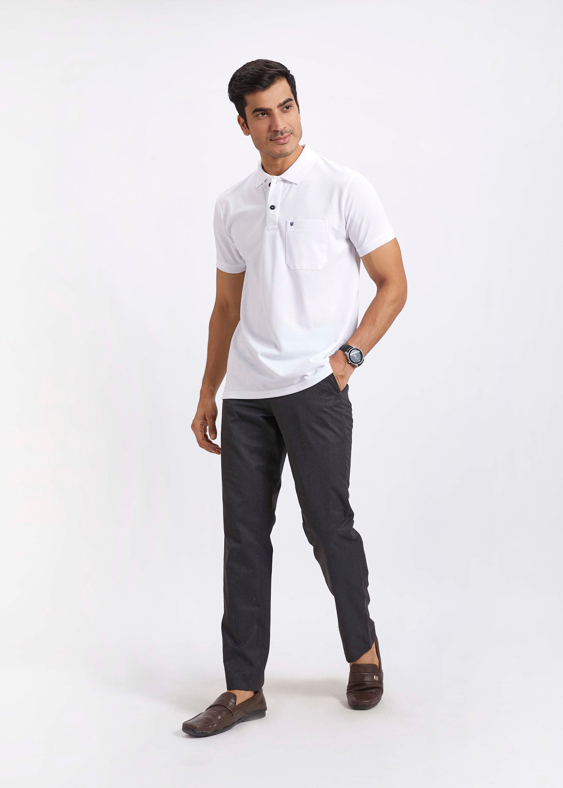 Men's Polo T-Shirt with Pocket - White