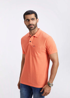 Men's Polo T-Shirt with Pocket - Orange