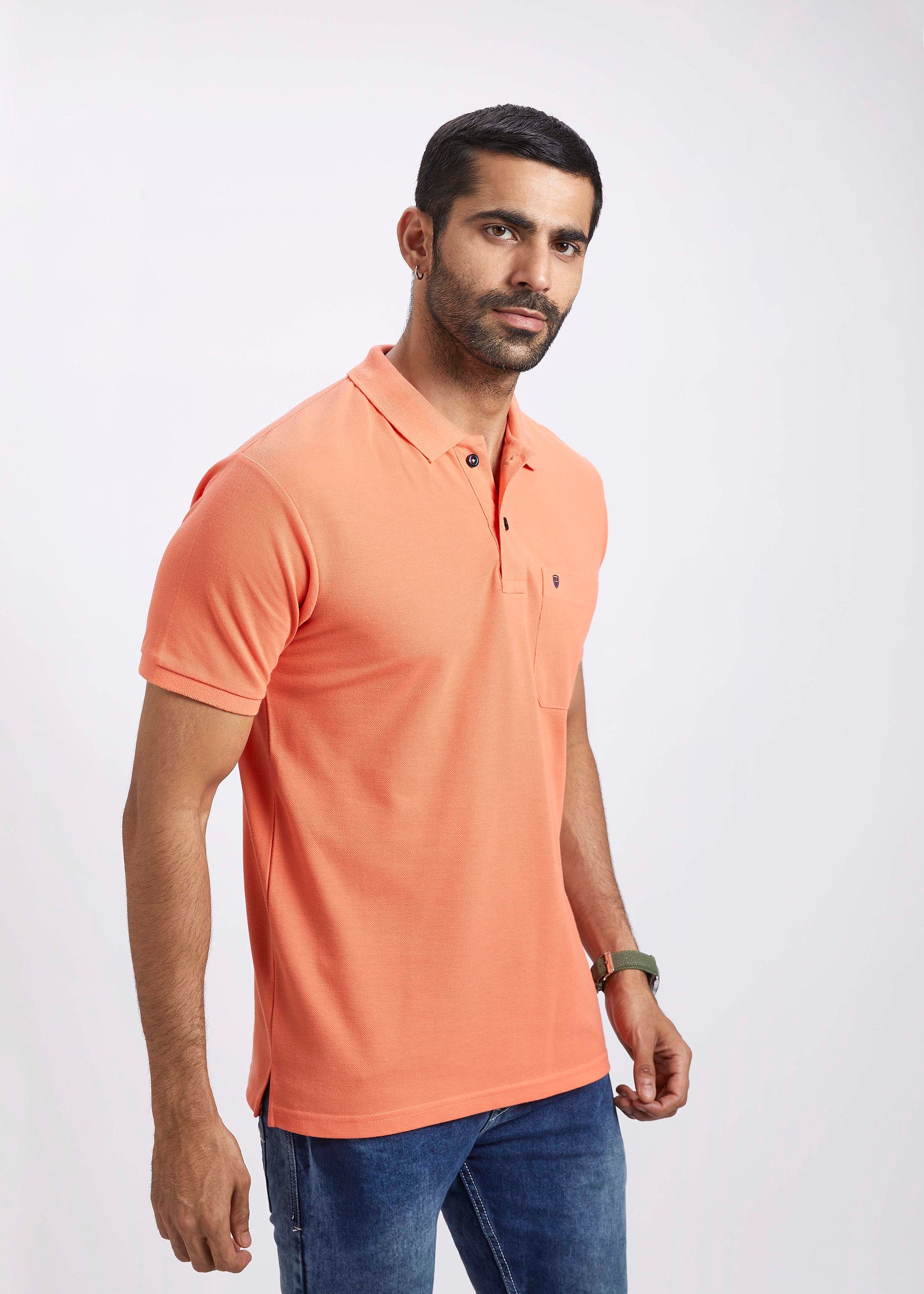 Men's Polo T-Shirt with Pocket - Orange