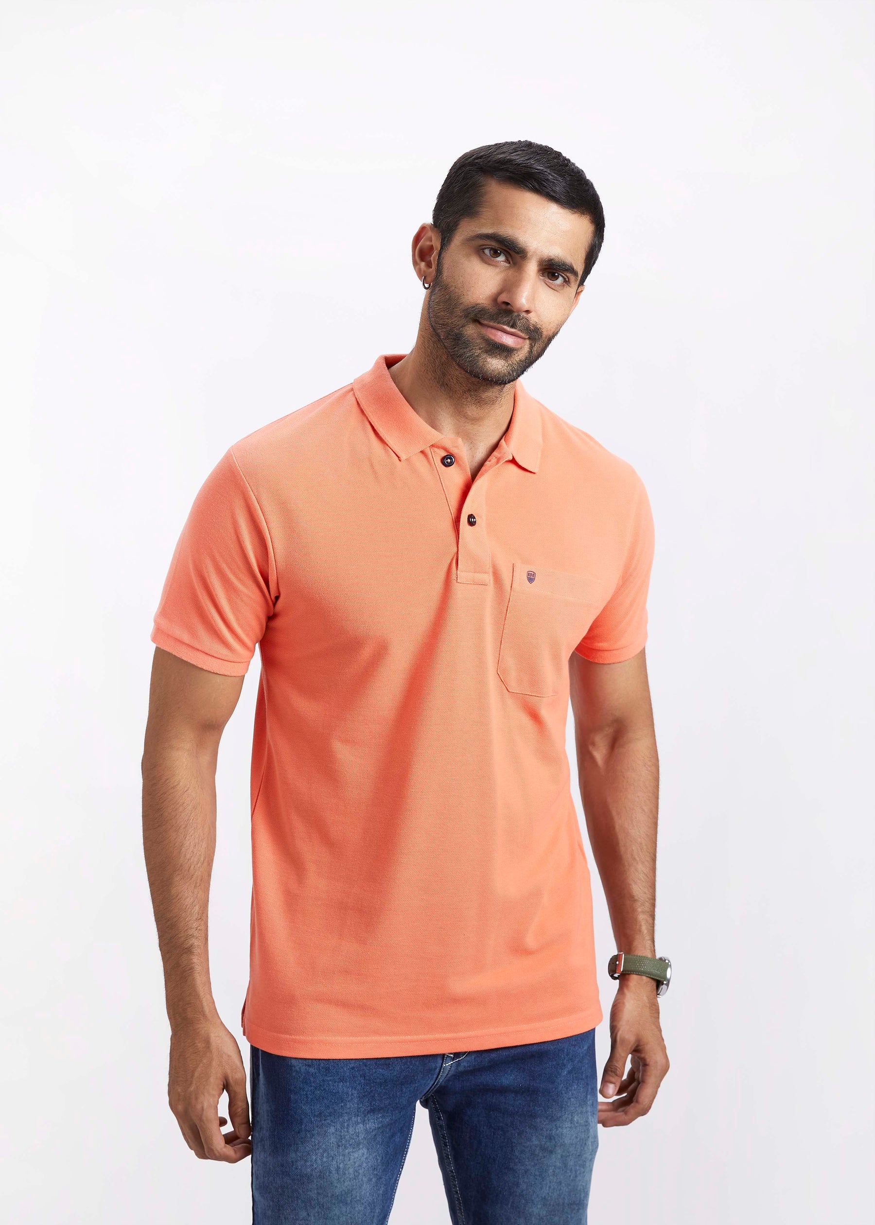 Men's Polo T-Shirt with Pocket - Orange