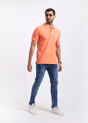 Men's Polo T-Shirt with Pocket - Orange