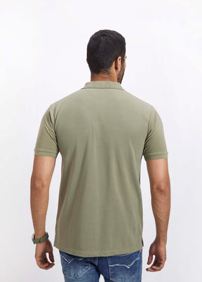 Men's Polo T-Shirt with Pocket - Olive