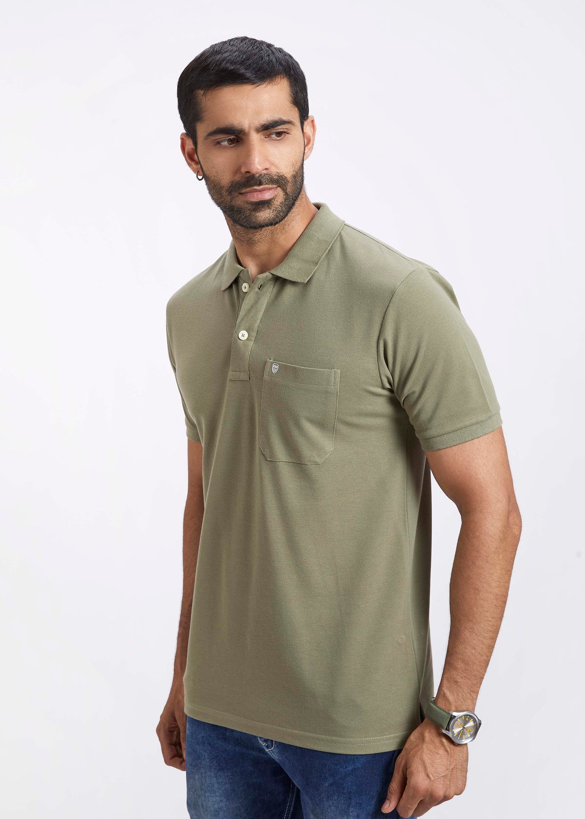 Men's Polo T-Shirt with Pocket - Olive