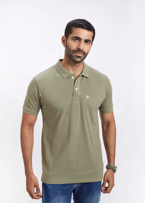 Men's Polo T-Shirt with Pocket - Olive