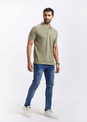 Men's Polo T-Shirt with Pocket - Olive