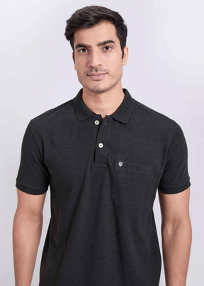 Men's Polo T-Shirt with Pocket - Anthra