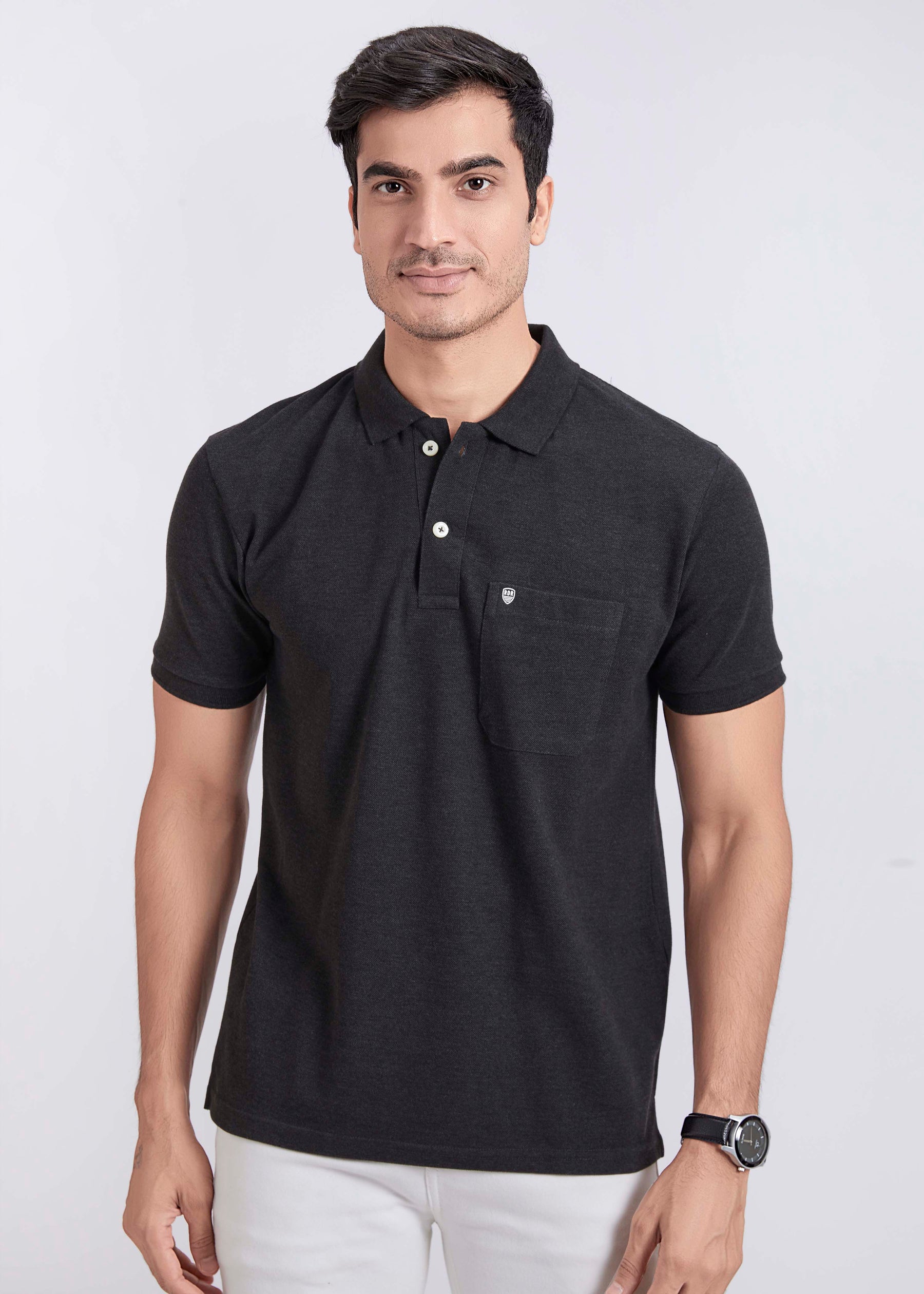 Men's Polo T-Shirt with Pocket - Anthra