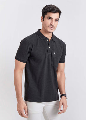 Men's Polo T-Shirt with Pocket - Anthra