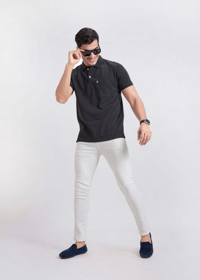 Men's Polo T-Shirt with Pocket - Anthra