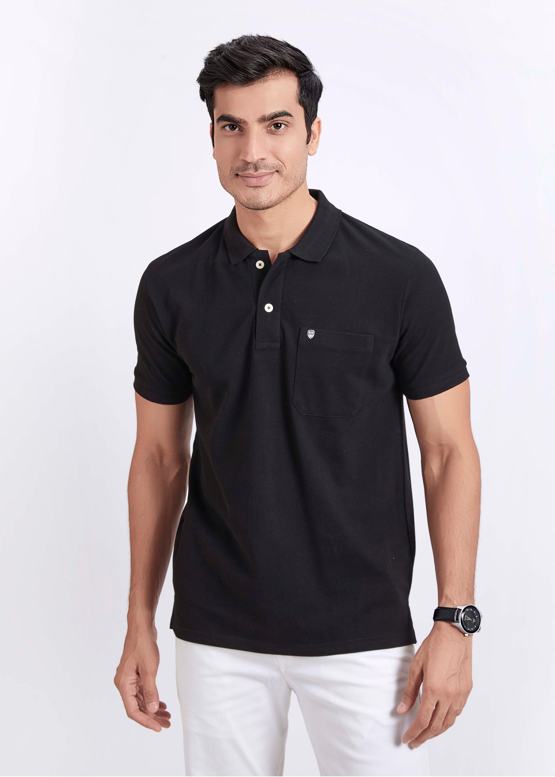 Men's Polo T-Shirt with Pocket - Black