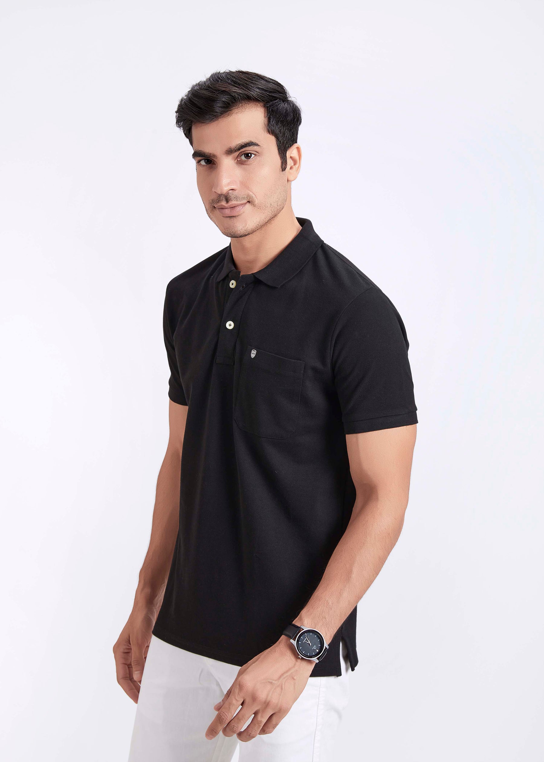 Men's Polo T-Shirt with Pocket - Black