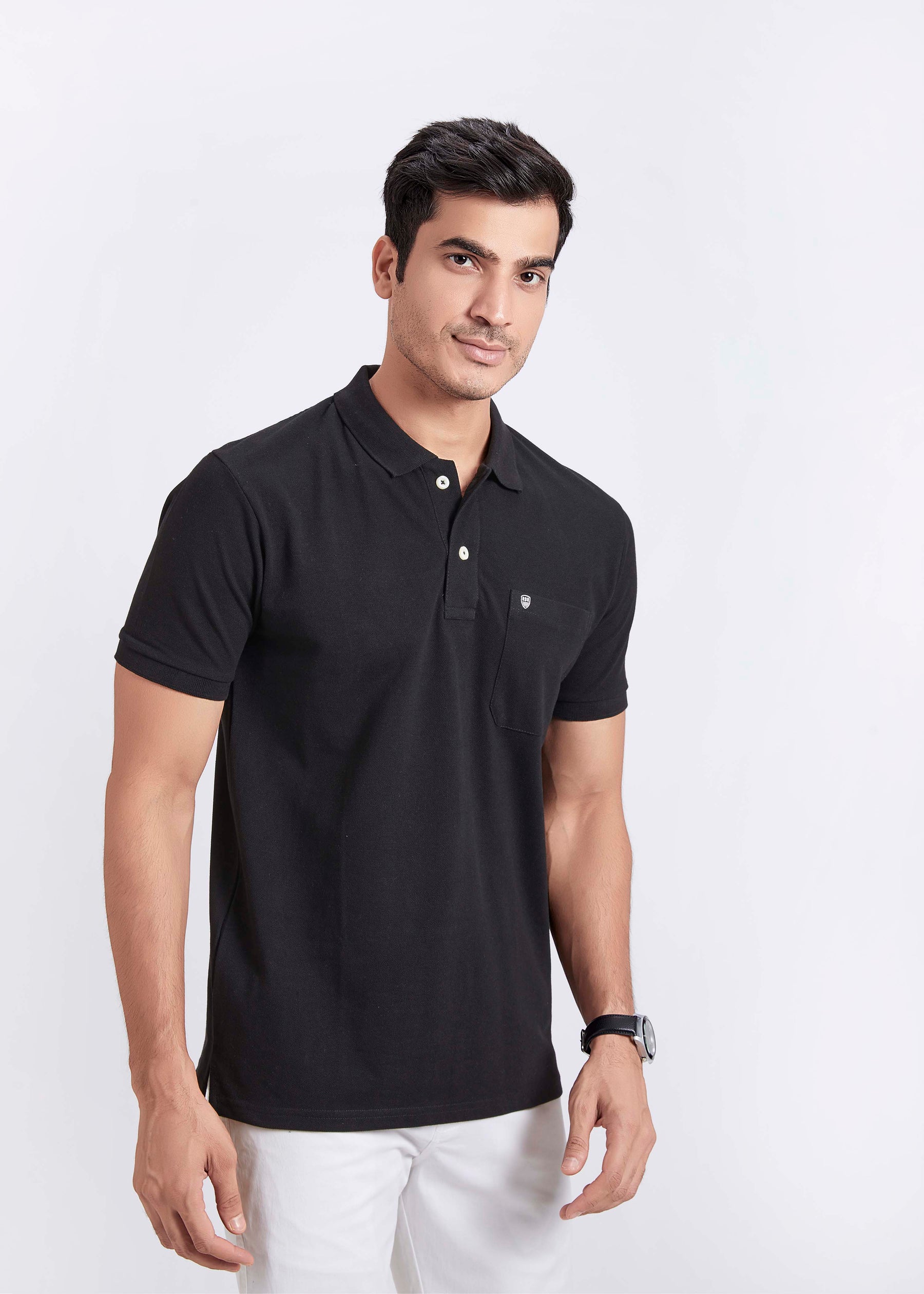 Men's Polo T-Shirt with Pocket - Black