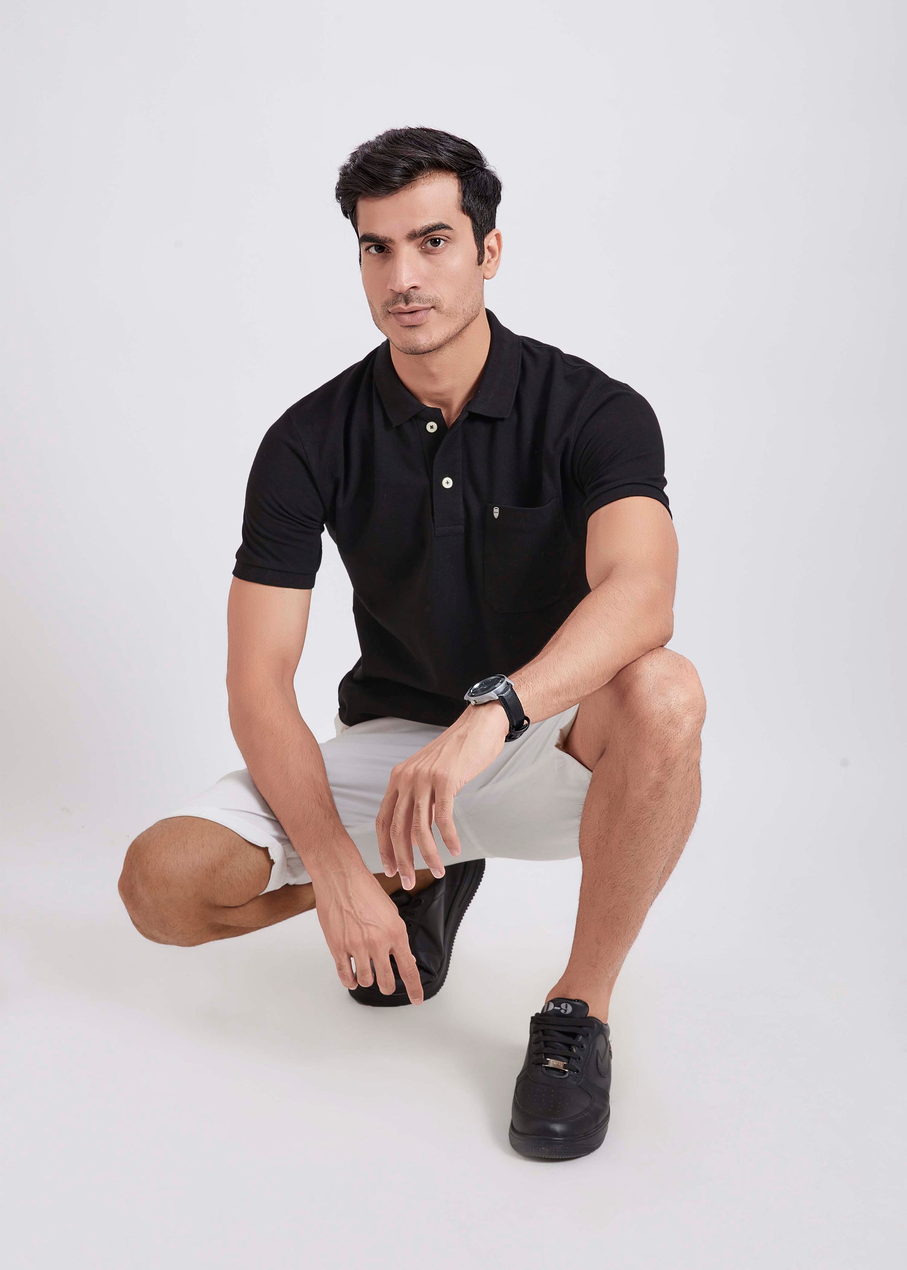 Men's Polo T-Shirt with Pocket - Black