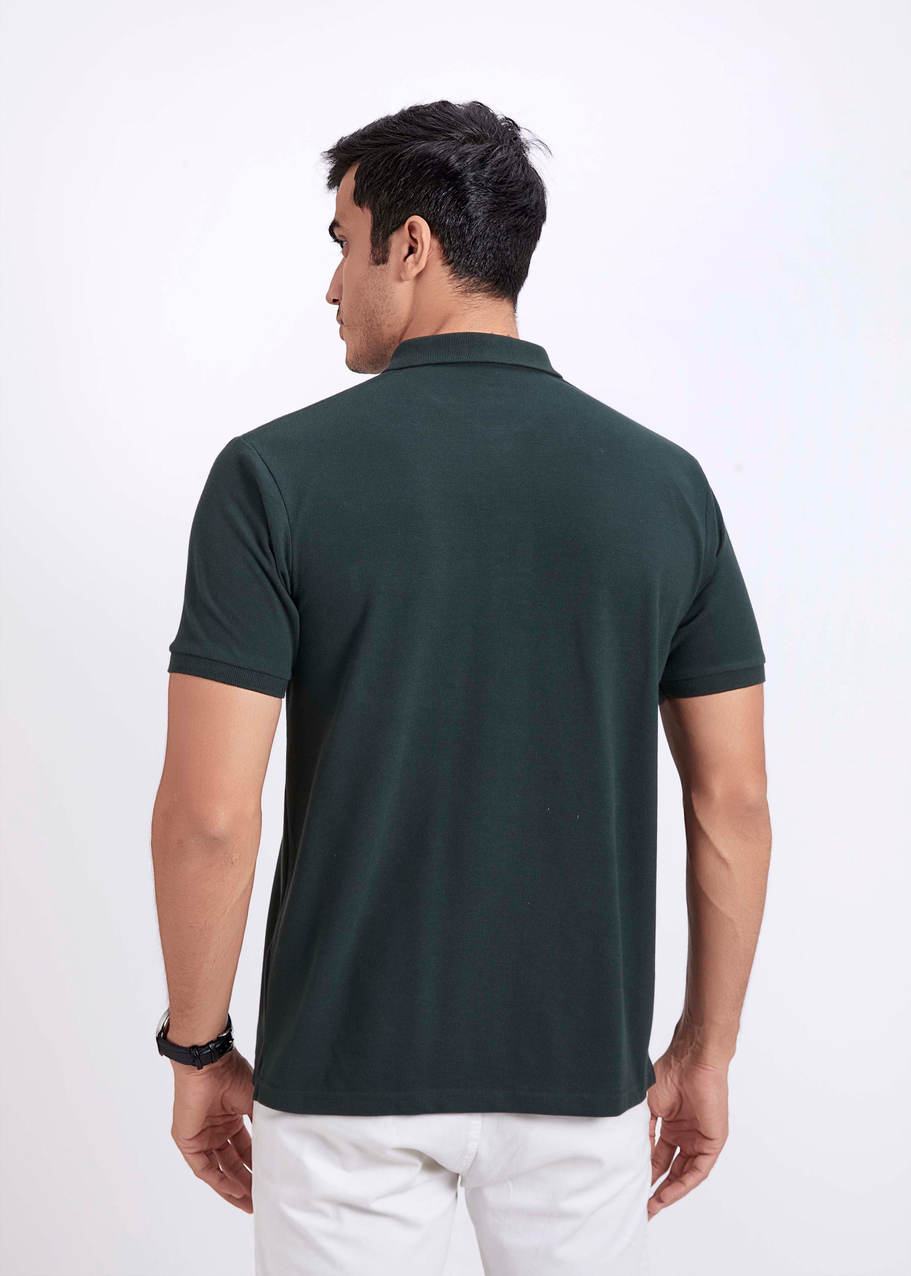 Men's Polo T-Shirt with Pocket - Bottle Green