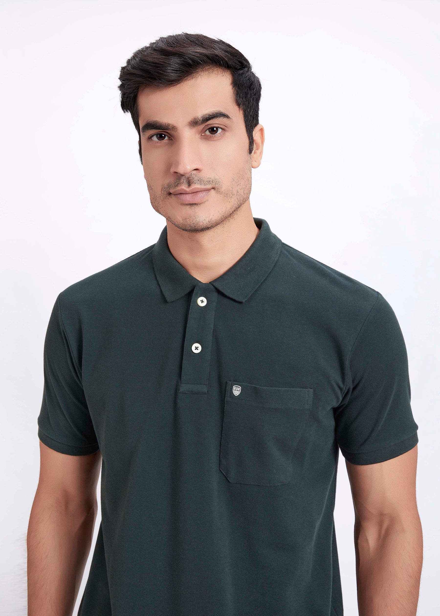 Men's Polo T-Shirt with Pocket - Bottle Green