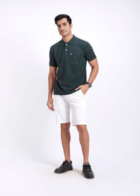 Men's Polo T-Shirt with Pocket - Bottle Green