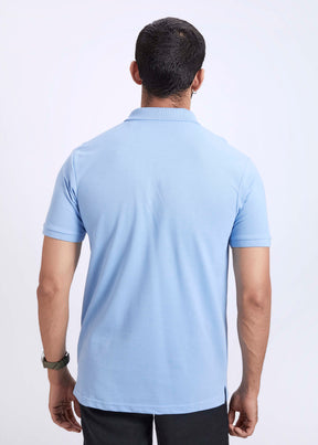 Men's Polo T-Shirt with Pocket - Sky