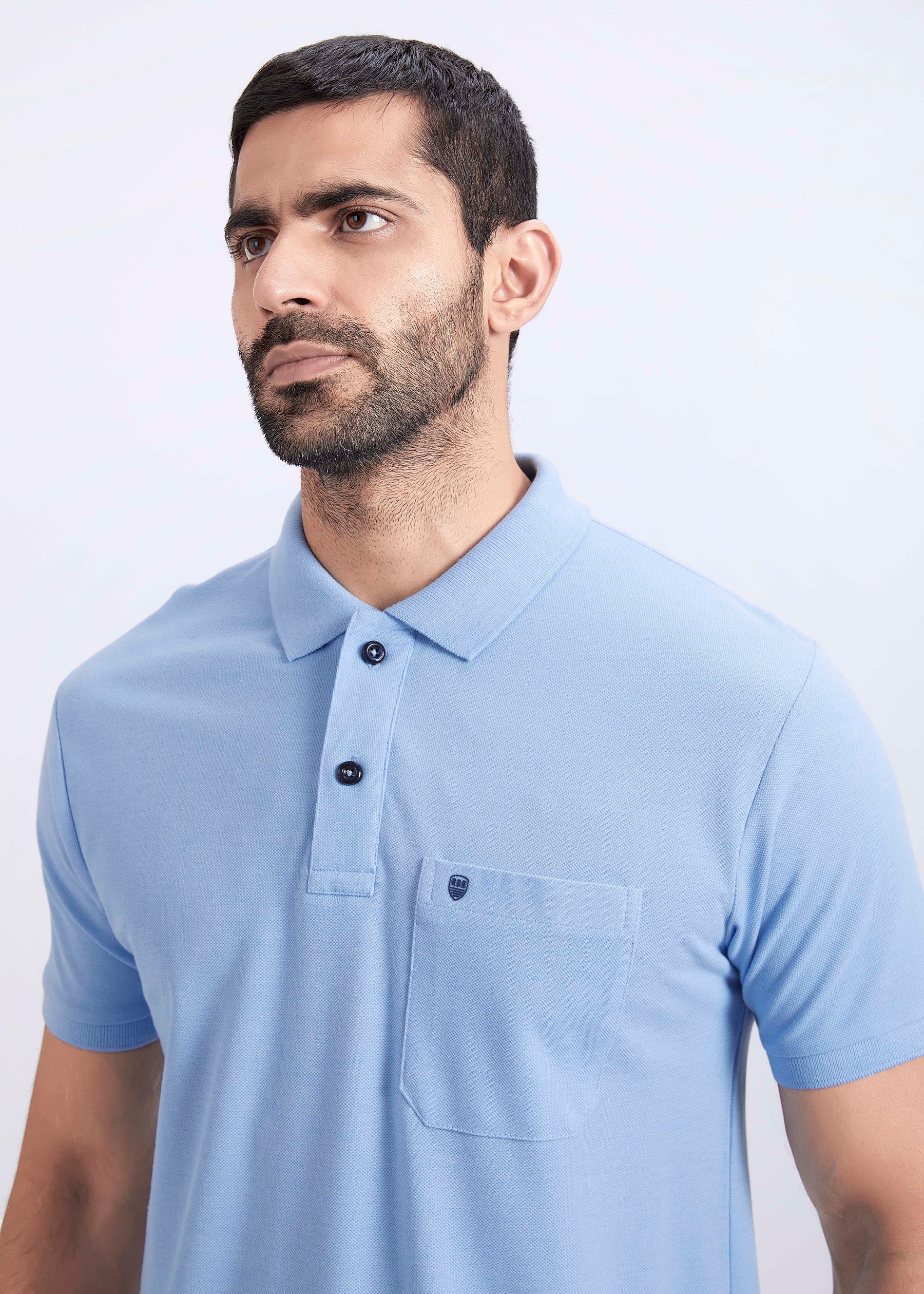 Men's Polo T-Shirt with Pocket - Sky