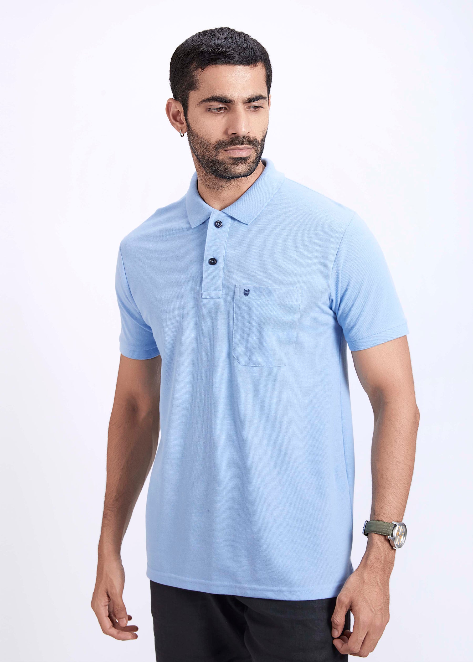 Men's Polo T-Shirt with Pocket - Sky