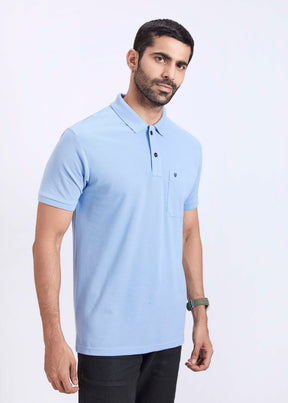 Men's Polo T-Shirt with Pocket - Sky