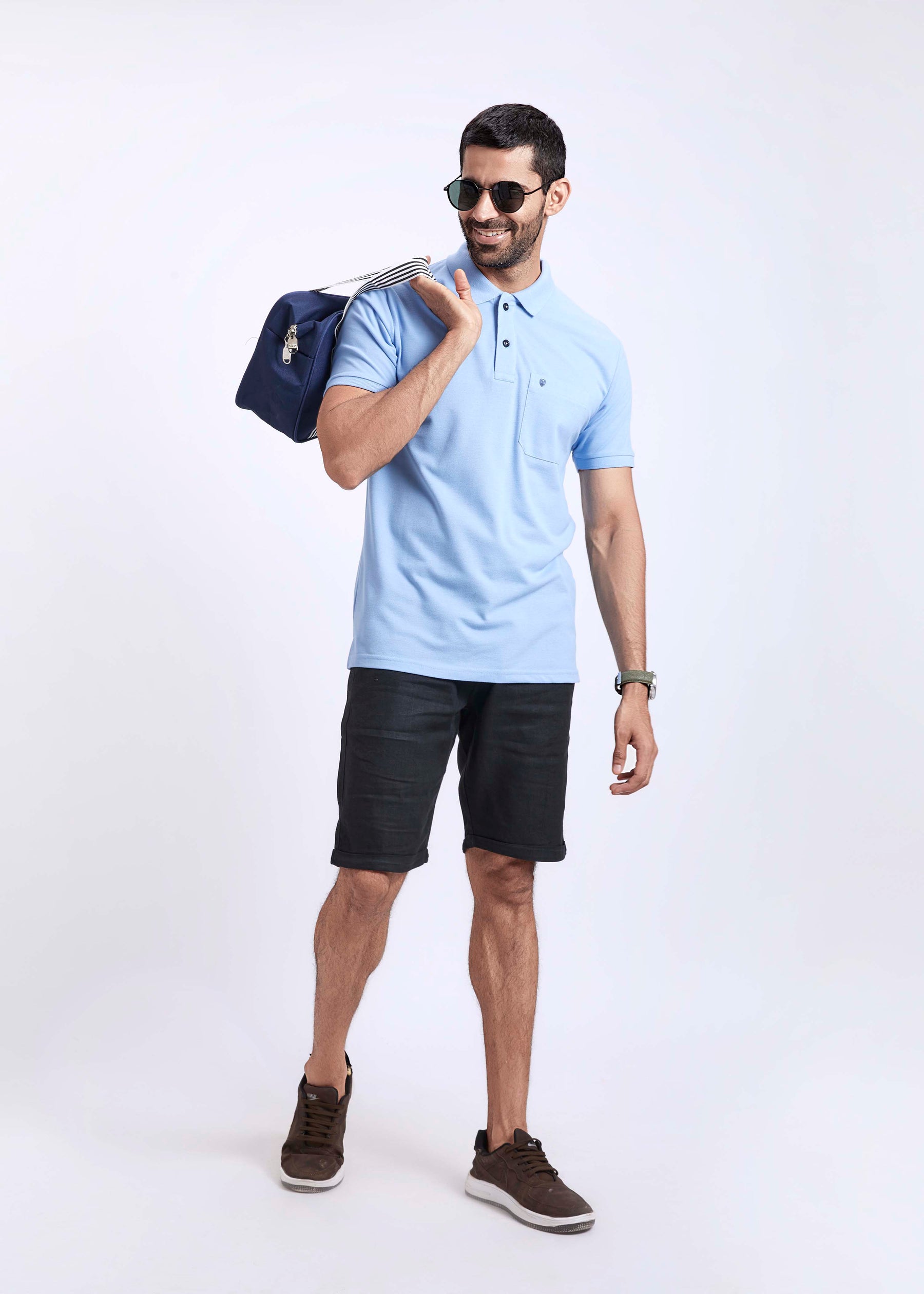 Men's Polo T-Shirt with Pocket - Sky