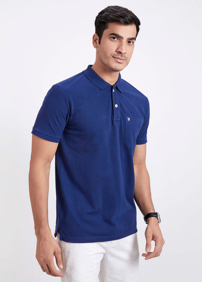 Men's Polo T-Shirt with Pocket - Dark Blue
